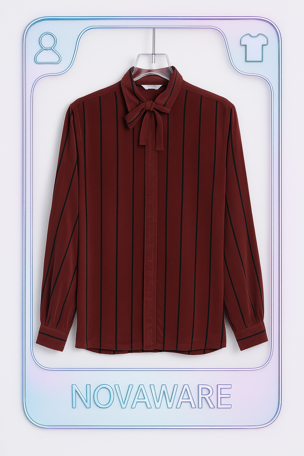 Gucci Vintage Burgundy Silk Stripe Tie Blouse