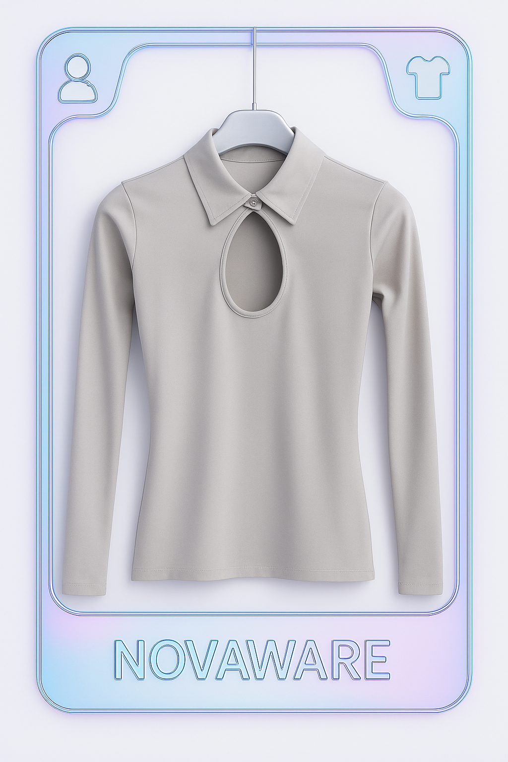 Callipygian Silver Jersey Cutout Top