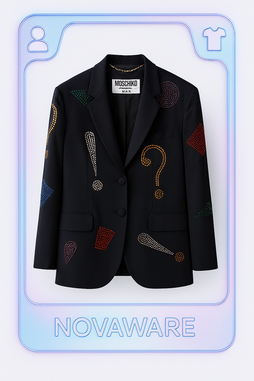 Moschino Couture Vintage Rhinestone Punctuation Blazer