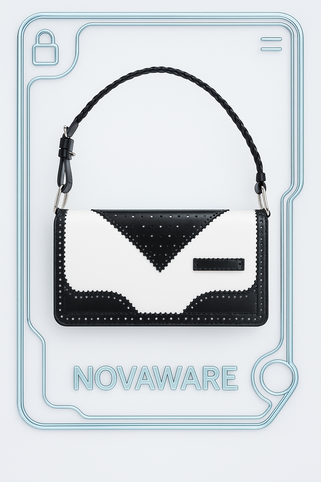 Christian Dior Black & White Pierced Edge Leather Shoulder Bag