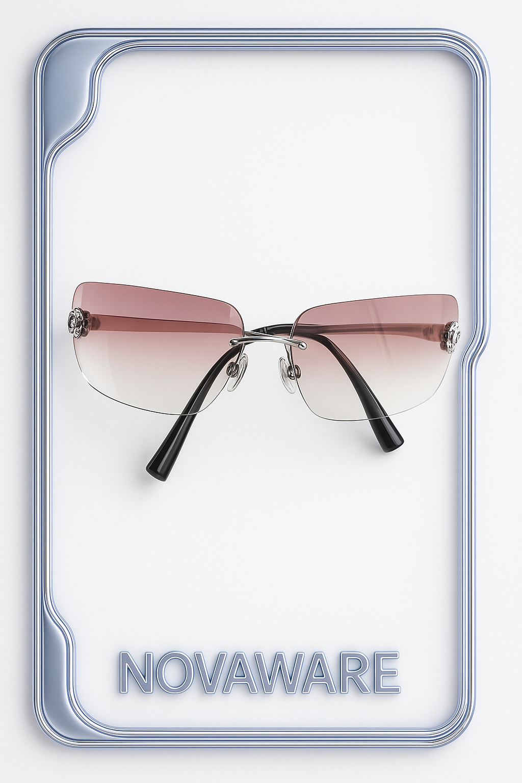 Chanel Y2K Gradient Rimless Crystal Logo Sunglasses