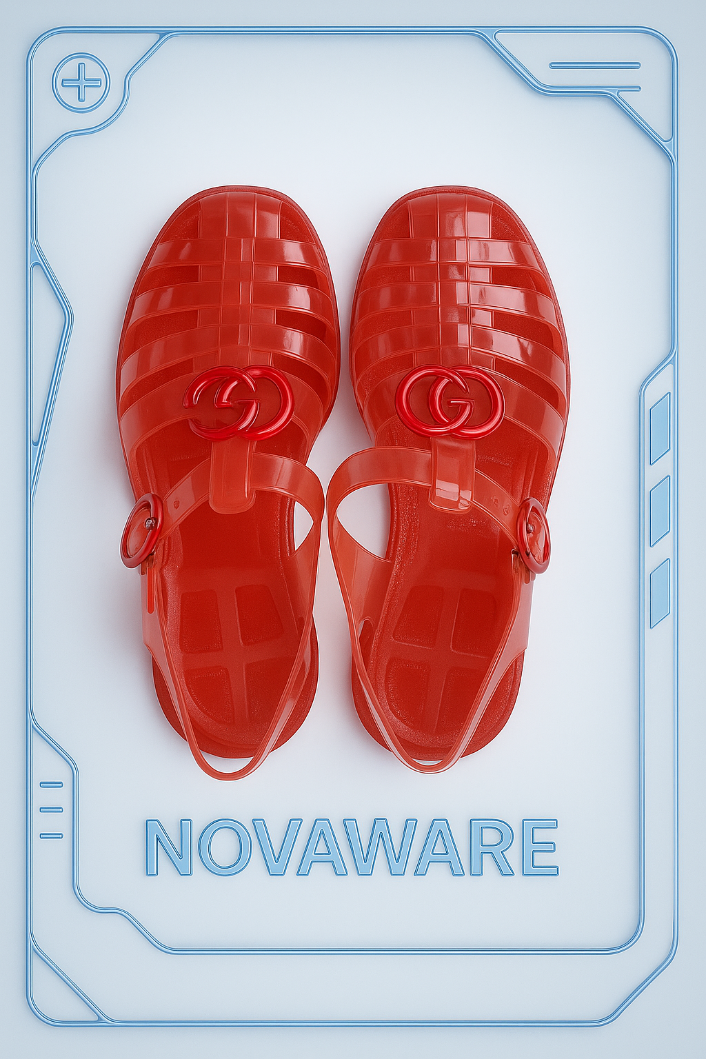 Gucci Red Jelly Logo Sandals