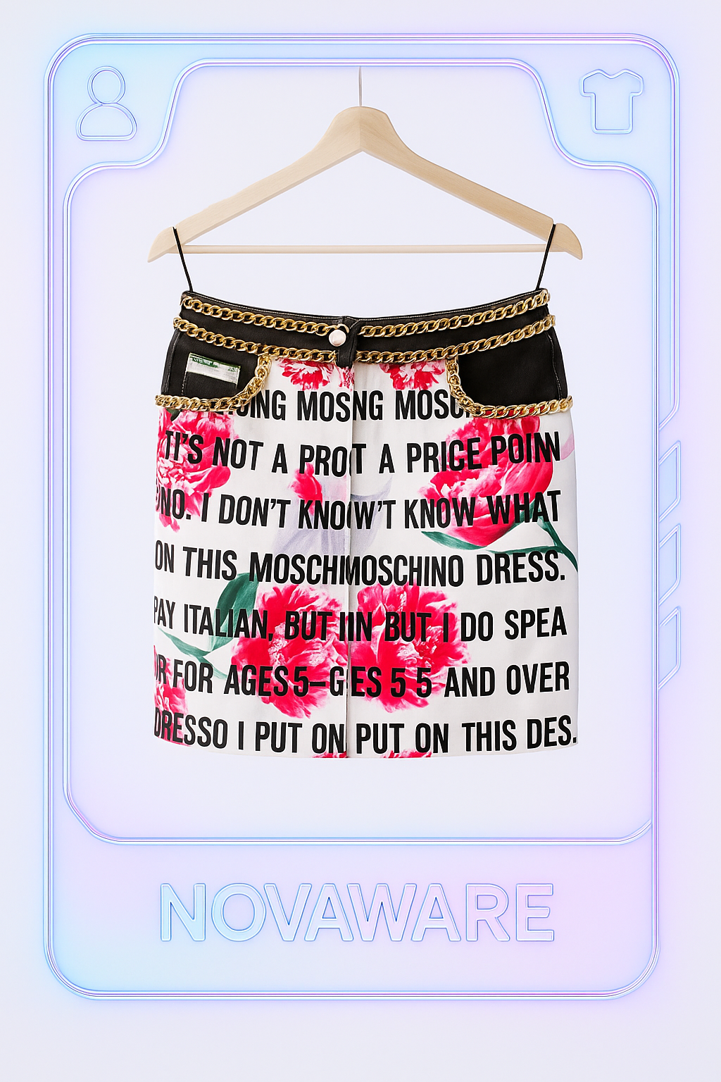 MOSCHINO Couture Text-Print Rose Chain Skirt