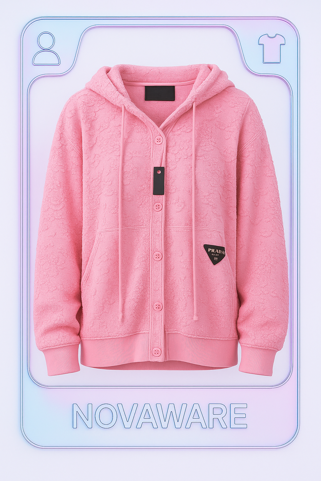 Prada Sculpted Floral Terry Hoodie Jacket