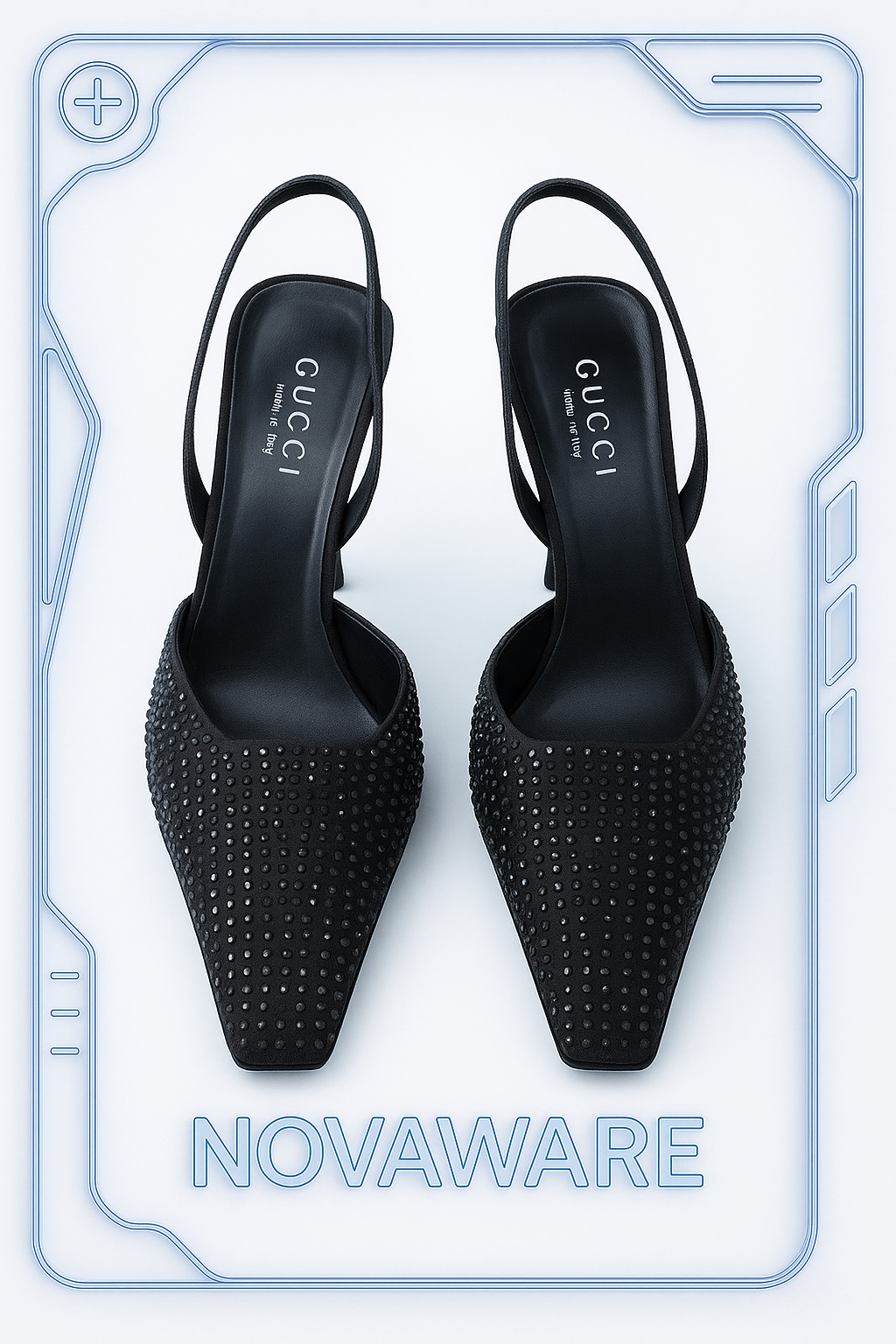 Gucci S/S 1998 Swarovski Crystal GG Slingback Heels