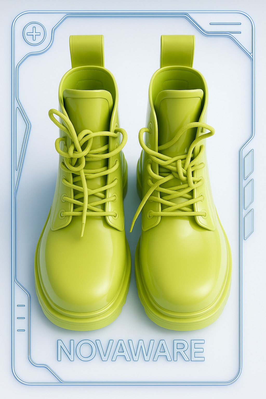 Bottega Veneta Sculpted Rubber Rain Boots in Acid Lime
