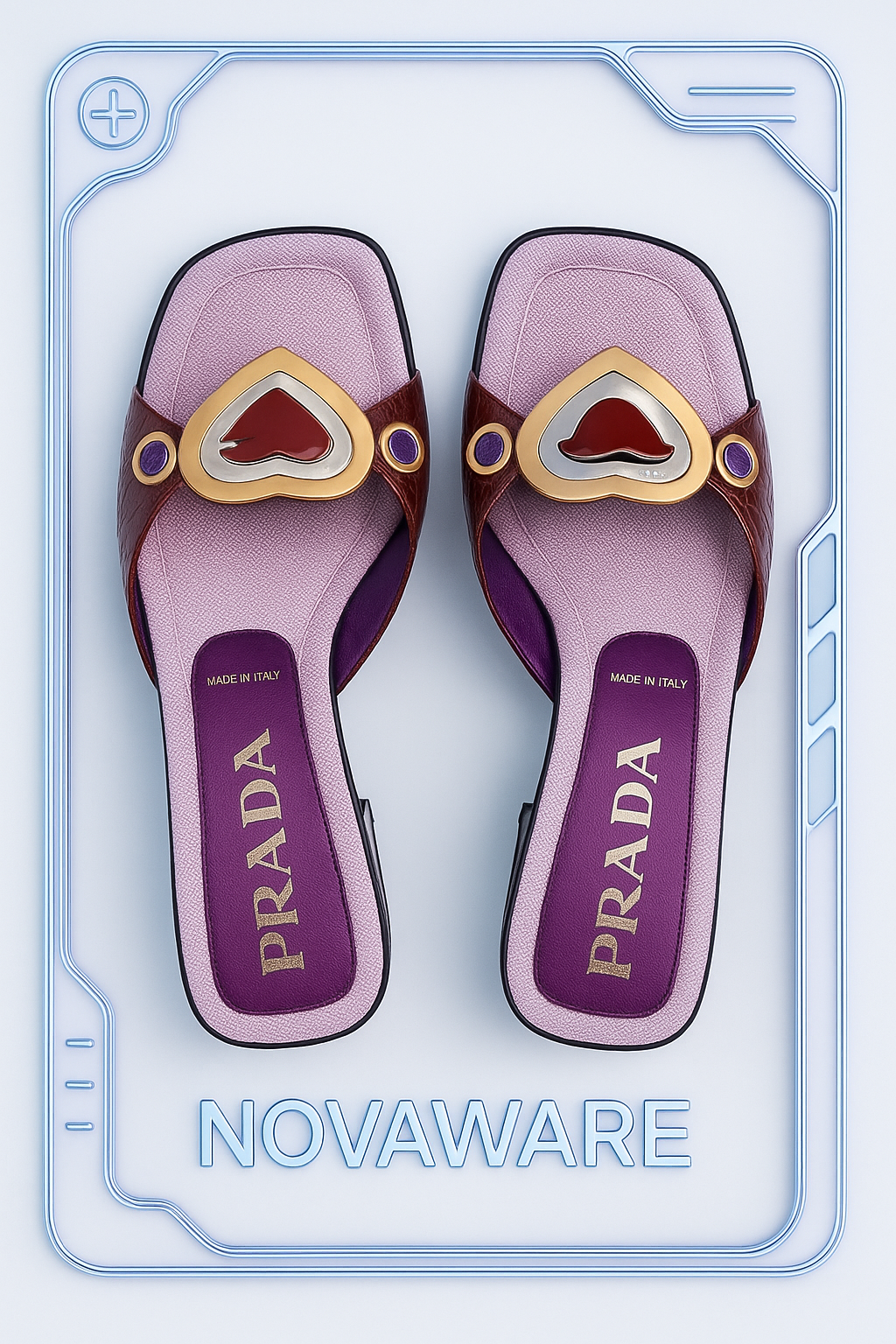 Prada Vintage Heart Icon Sandals in Purple