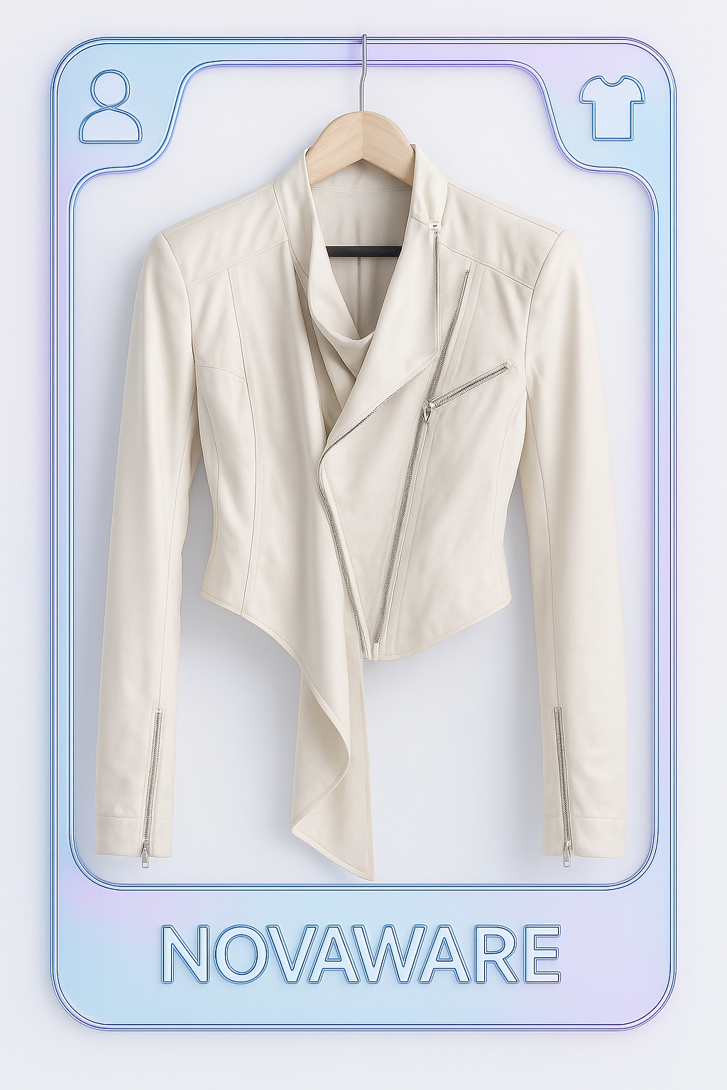 Haider Ackermann Ivory Silk Drape-Zip Jacket