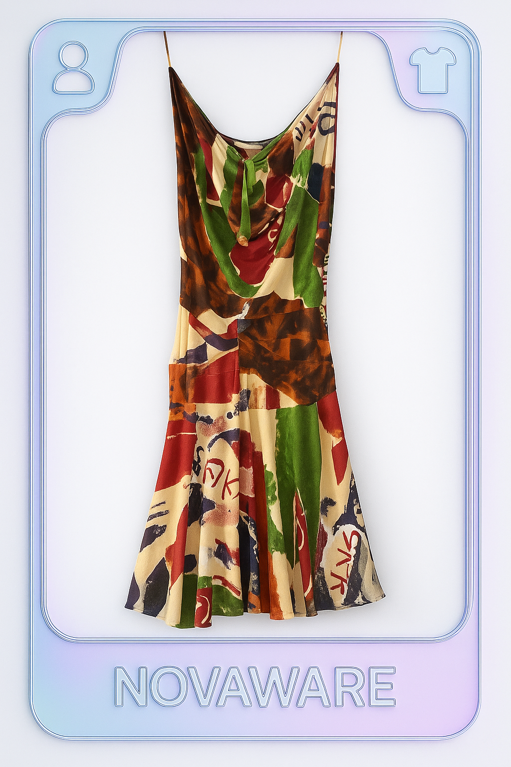 Christian Dior SS2003 “70% OFF” Abstract Print Bias-Cut Dress