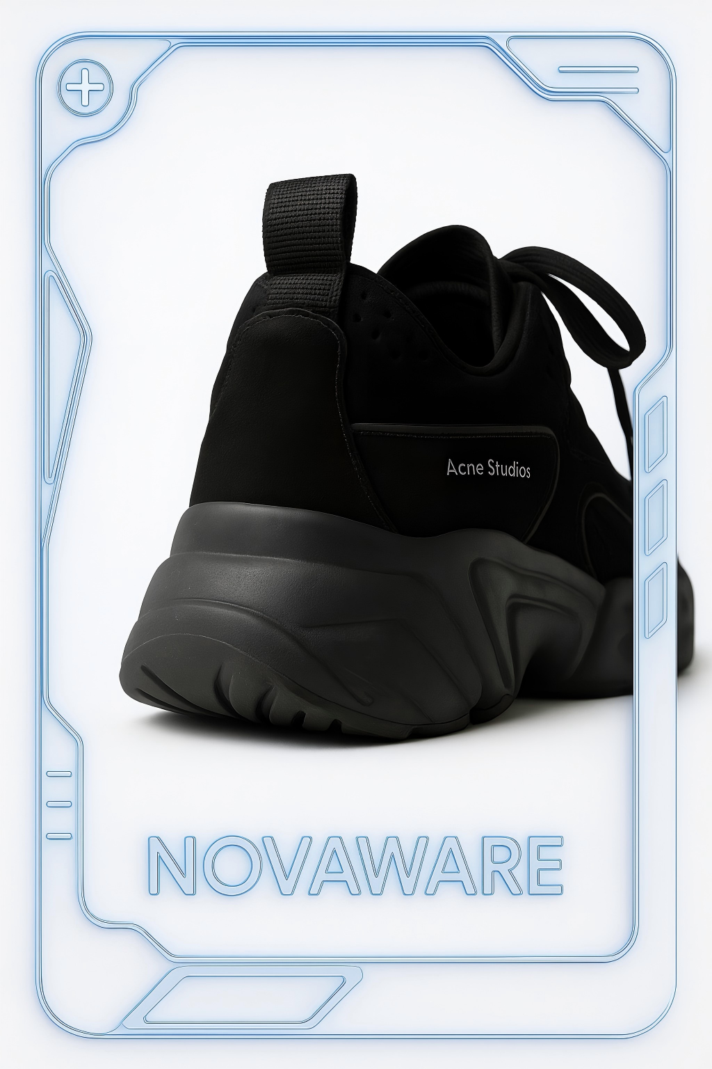 Acne Studios Chunky Lace-Up Sneakers (Black Suede & Leather Mix – Worn with Minor Interior Wear)