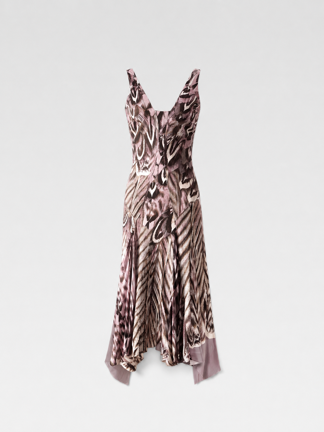 Roberto Cavalli Silk Printed Asymmetric Draped Evening Gown