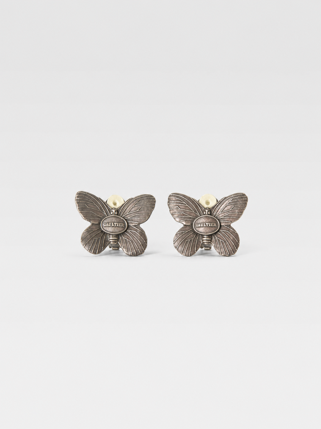 Jean Paul Gaultier Silver Butterfly Clip-On Earrings