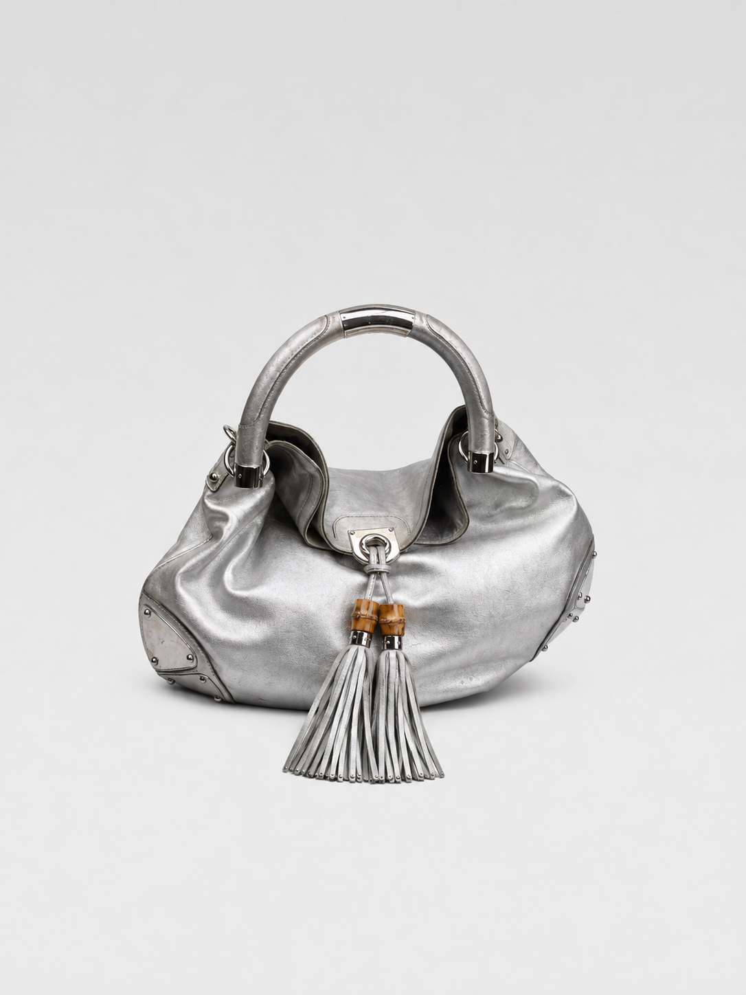 Gucci 2008 Spring/Summer Rare Metallic Fringe Leather Shoulder & Top Handle Bag