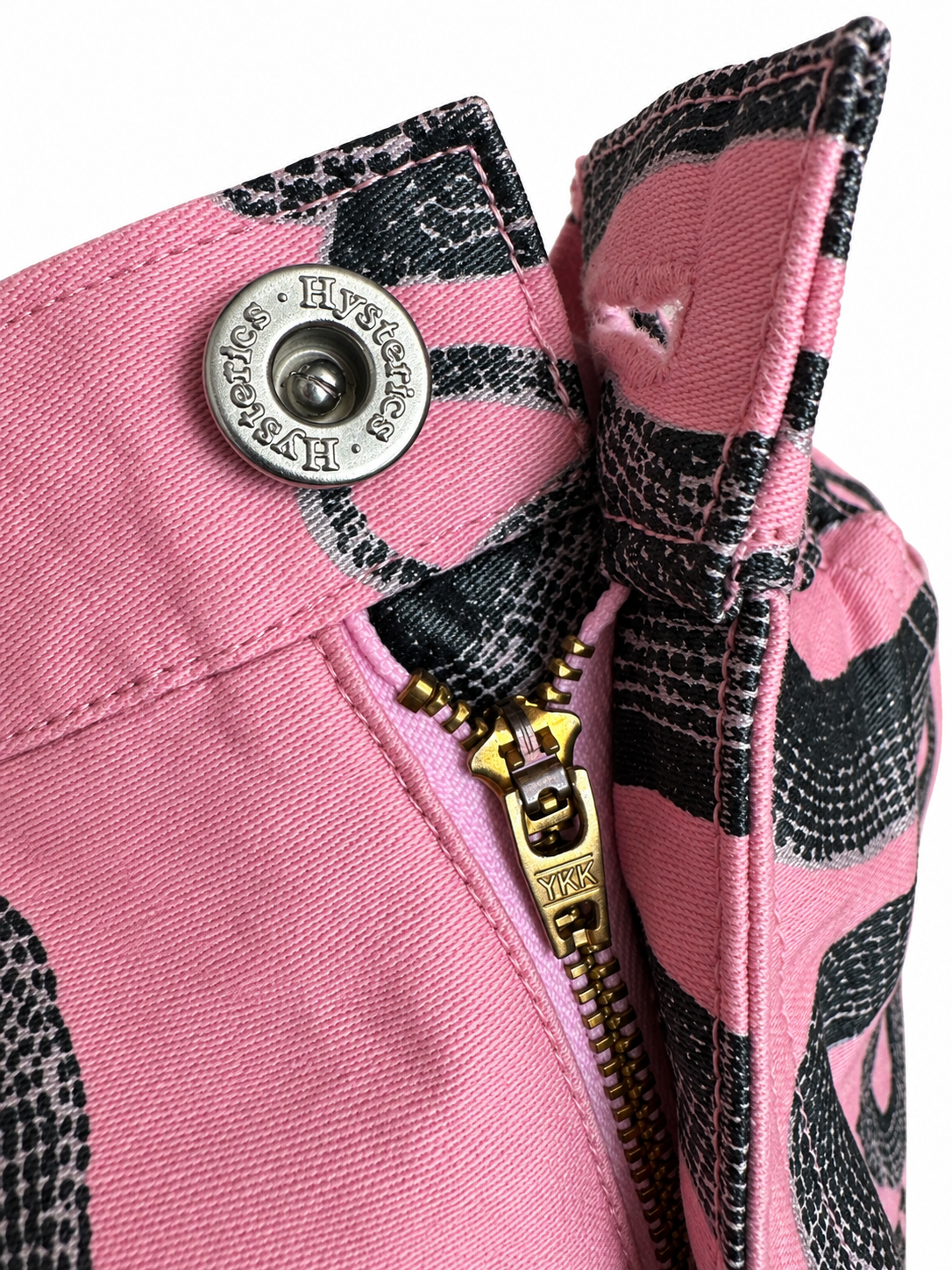 Hysteric Glamour Vintage Pink Snake Print Denim Jeans