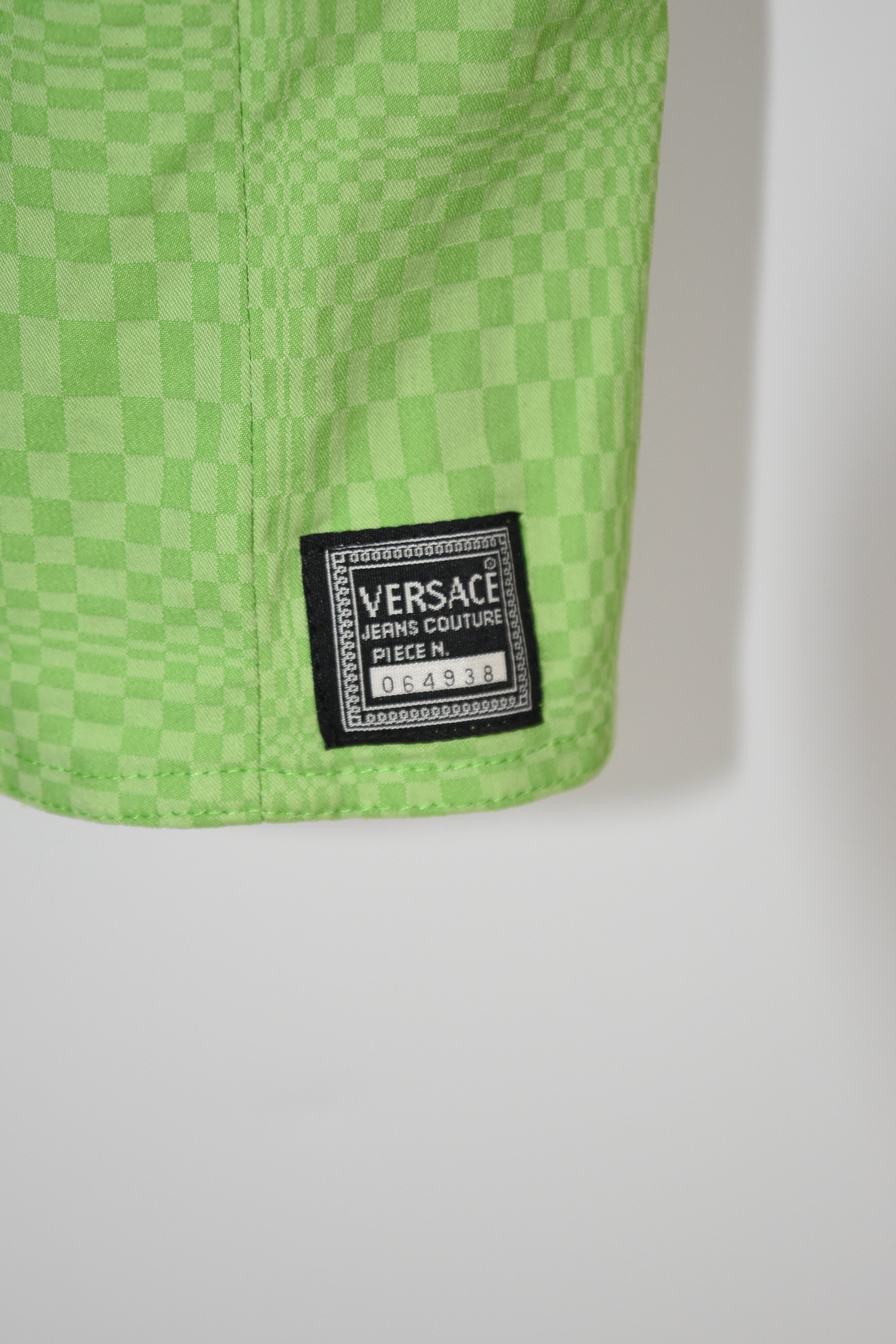 Versace Jeans Couture Green Checkered Zip-Up Sleeveless Mini Dress – Y2K Vintage Italy