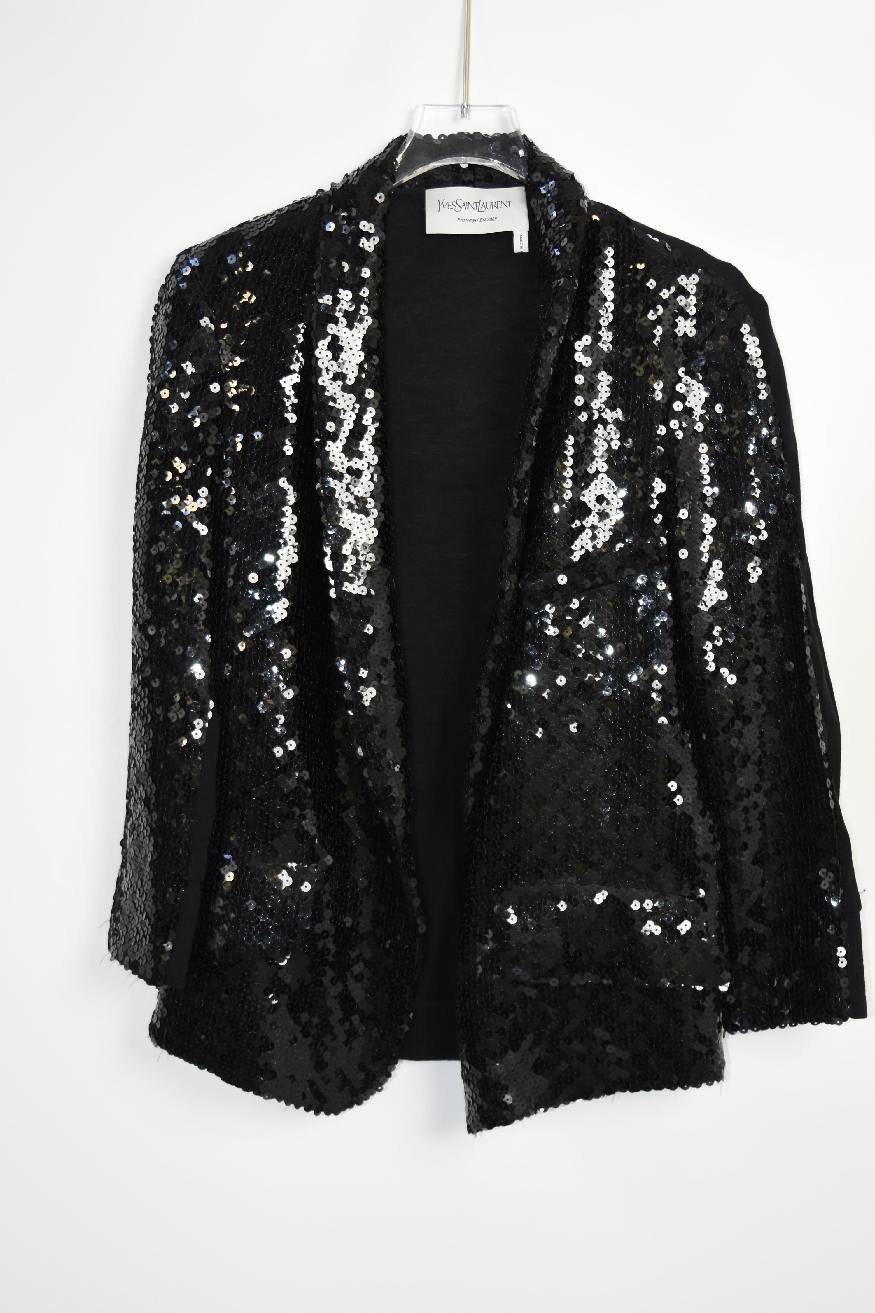 Yves Saint Laurent “Paillette Sequin” Black Evening Jacket – Spring/Summer 2009 Runway Era (Made in France)