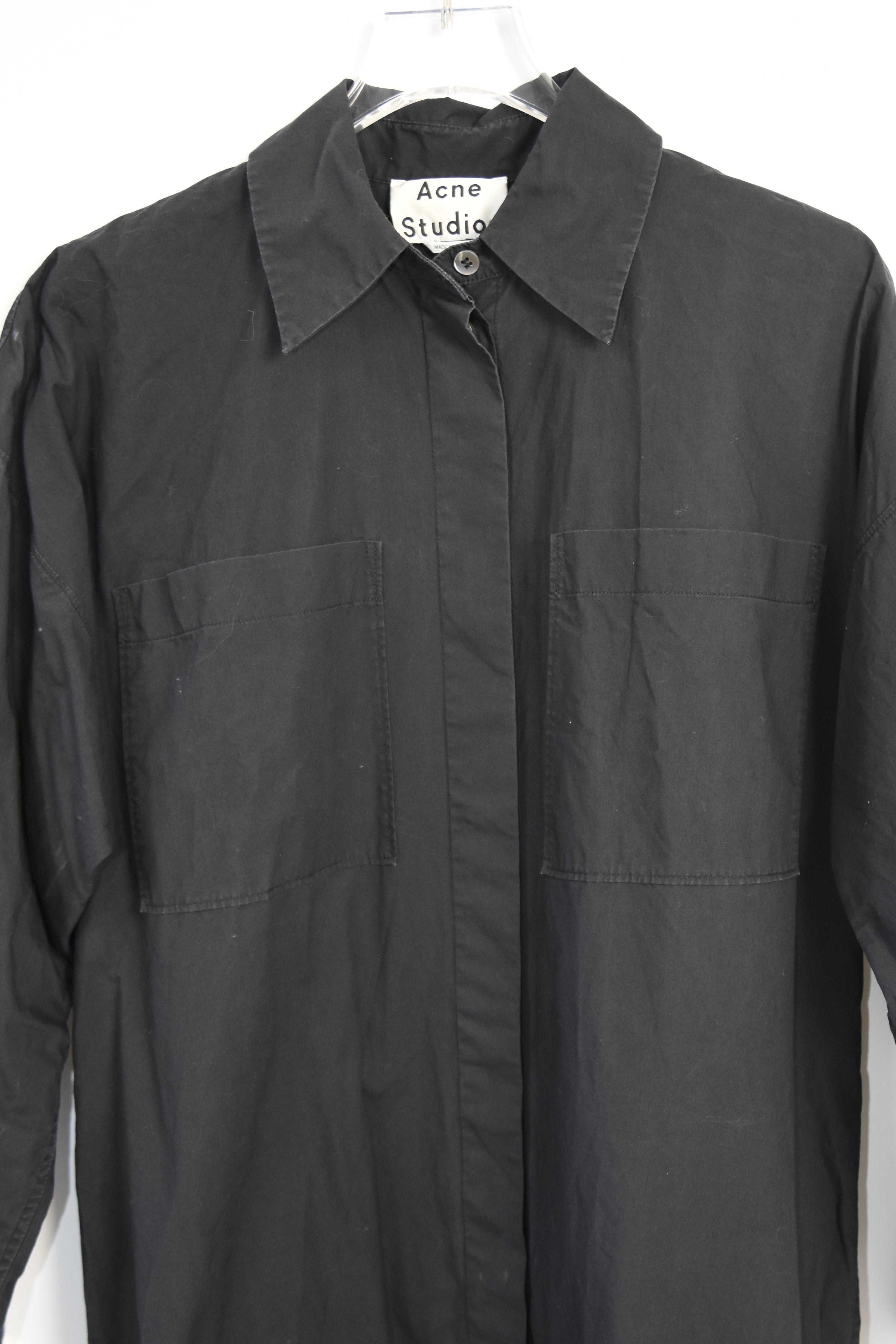 Acne Studios “JACUI POP” Black Long Cotton Shirt Dress – Minimalist Scandinavian Design (PSS18)