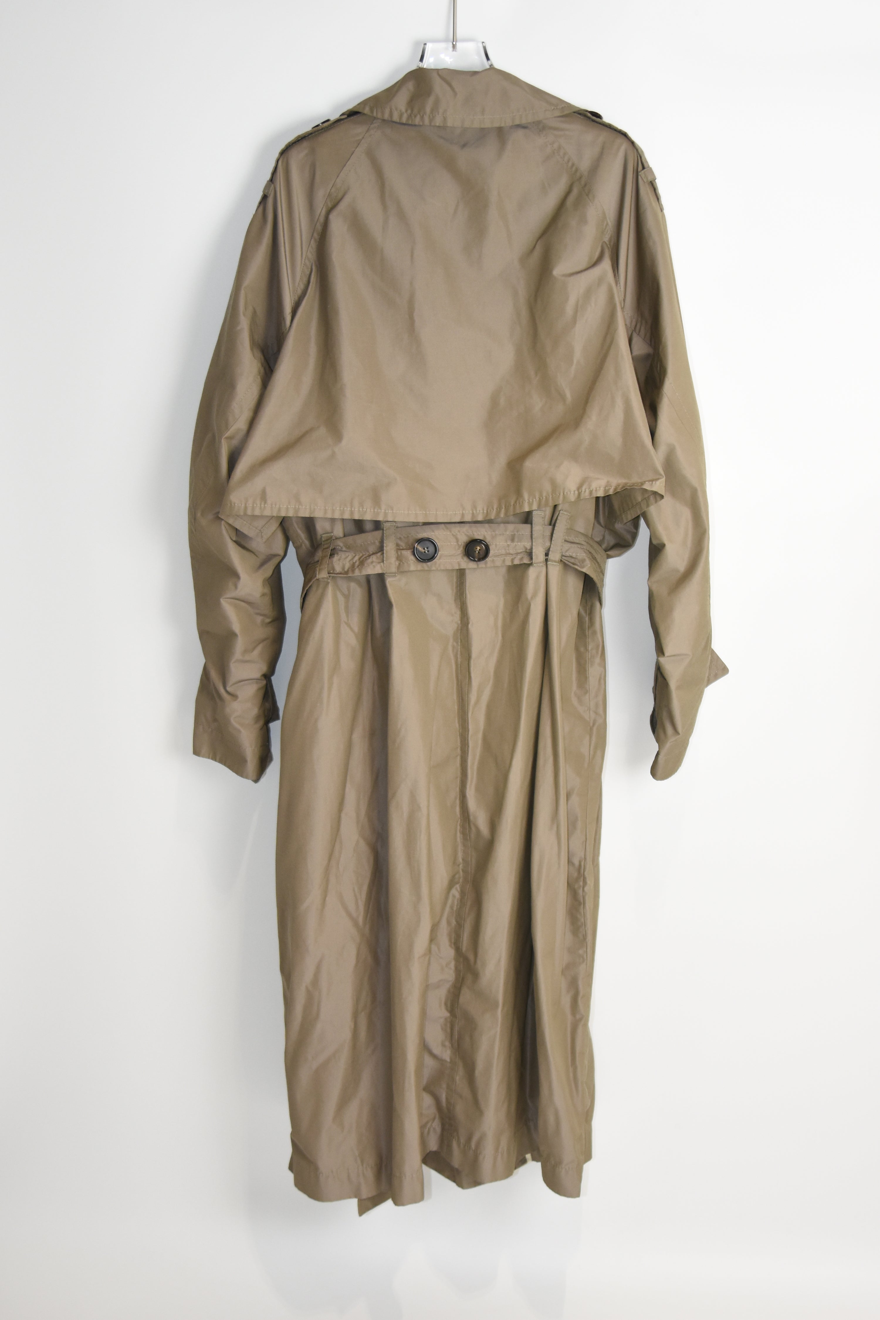 MaxMara “The Cube” Lightweight Trench Coat – Taupe Double-Breasted Packable Shell, Almost New (Fits Women M / Men S)