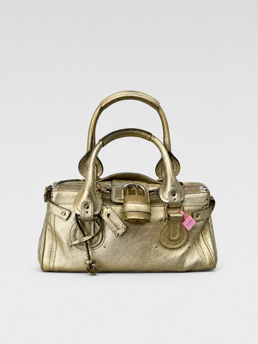 Chloé Paddington Gold Leather Bag Vintage Lock Padlock Shoulder Bag Rare Metallic Y2K Archive Piece
