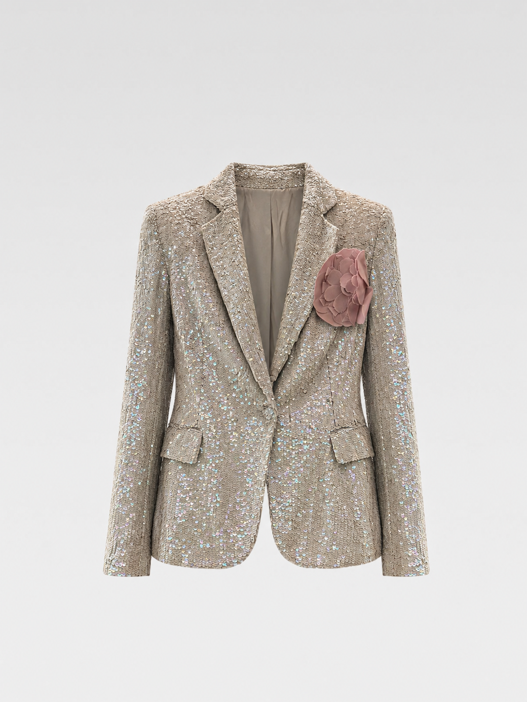 Moschino Couture Sequin Embellished Blazer Jacket with 3D Pink Flower Appliqué Rare Italian Made Statement Piece