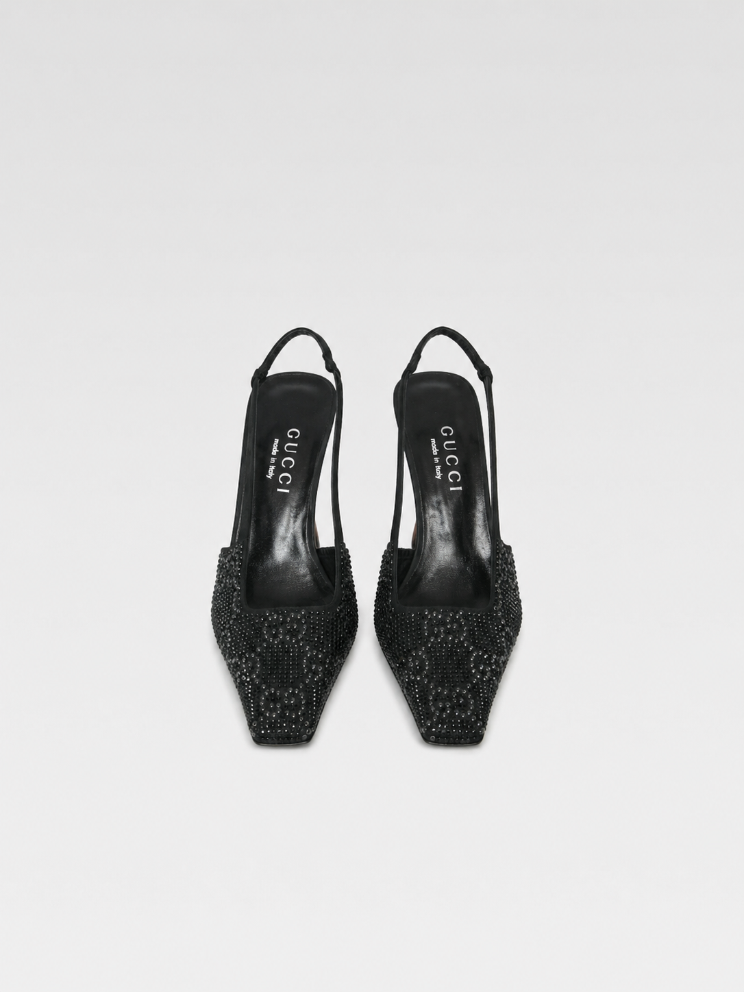 Gucci S/S 1998 Swarovski Crystal GG Slingback Heels
