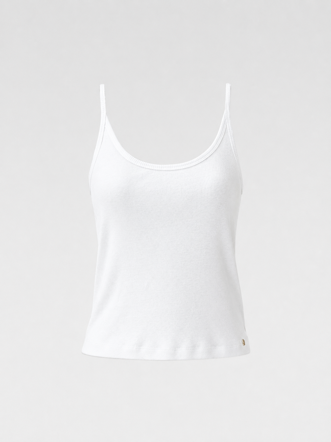 CELINE Ribbed White Logo Tank Top with Triomphe Detail