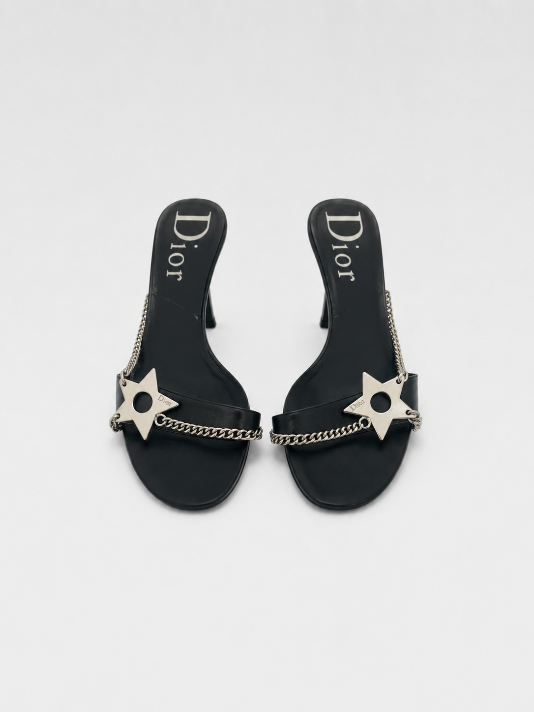 Christian Dior by John Galliano Punk Star Chain Mule Sandals – Rare Black Leather Archive Heels