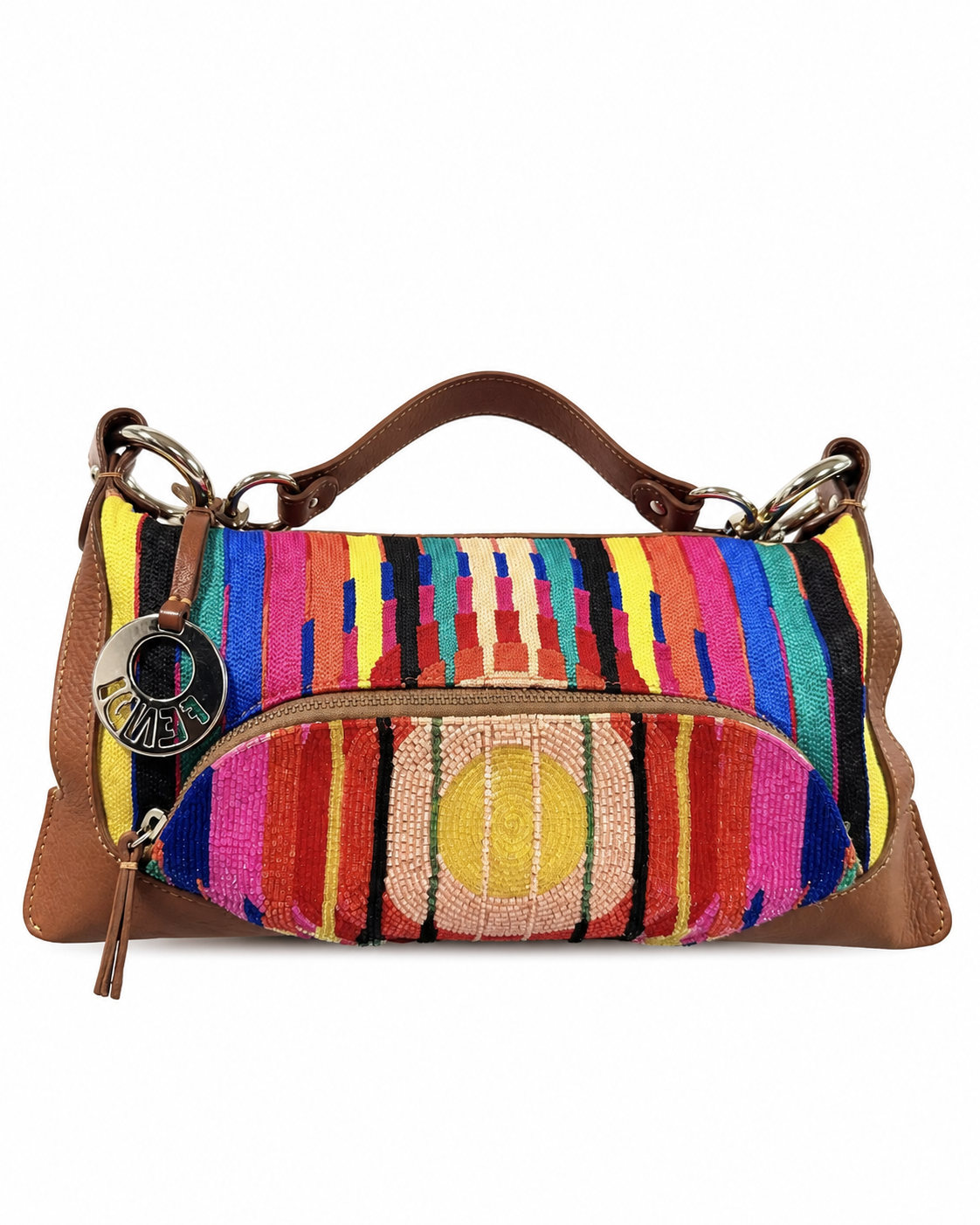 Fendi Vintage Rainbow Beaded Embroidered Shoulder Bag – Rare 1998–2002 Archive