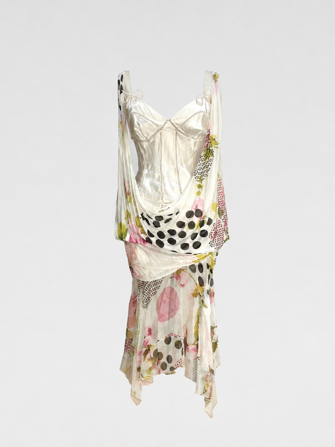 Christian Dior by John Galliano S/S 2004 Runway Silk Floral Draped Asymmetric Slip Dress – Museum-Level Archive Piece