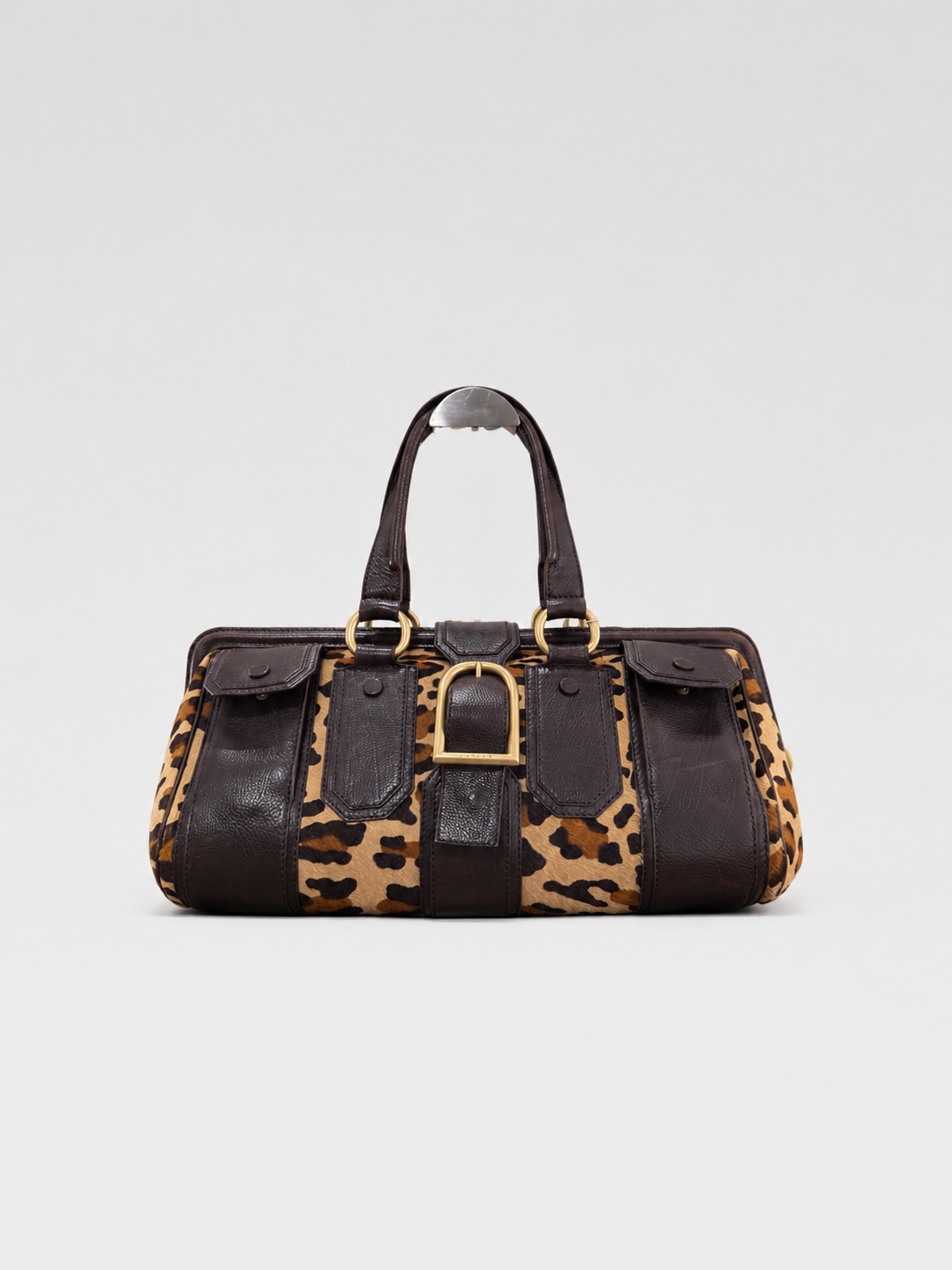 Celine Vintage Leopard Pony Hair Doctor Bag – Rare Large Boston Style Leather Handbag