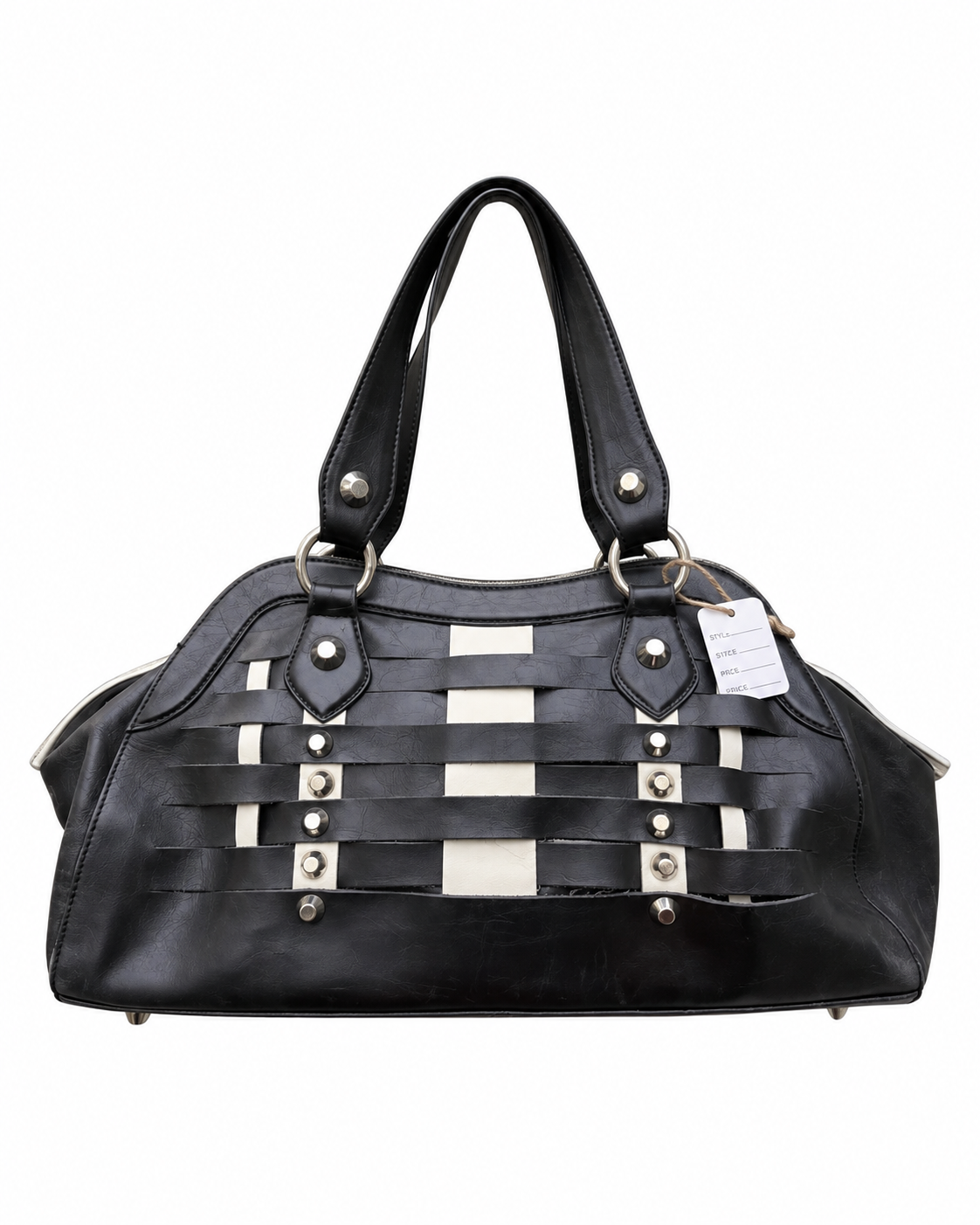 John Richmond Black Studded Metal Detail Shoulder Bag
