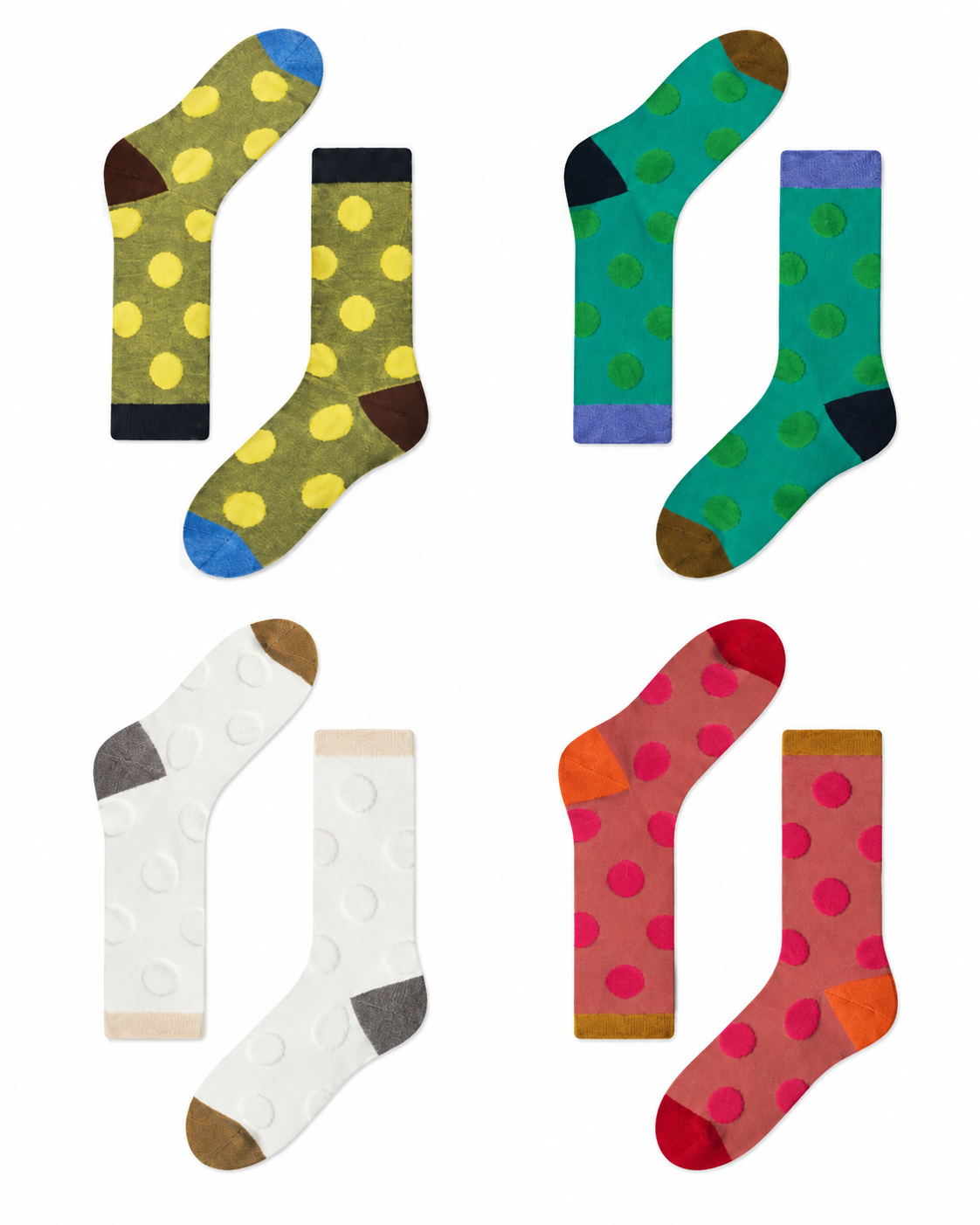 Curated Designer Stock Colorful Polka Dot Sock Bundle — 9-Pair Set