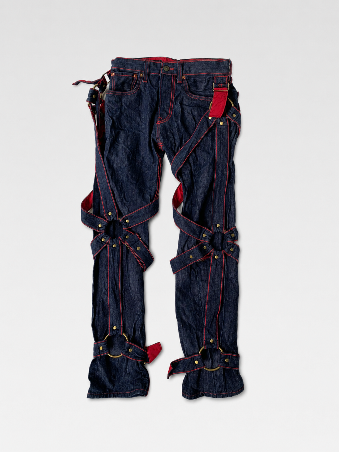 Jean Paul Gaultier × Levi’s Bondage Strap Denim Jeans Punk Harness Detail Archive Rare Piece
