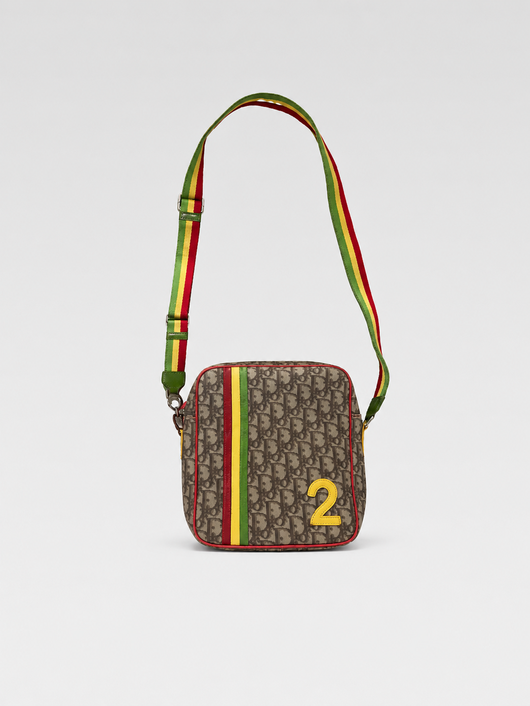 Christian Dior by John Galliano Rasta Oblique Monogram Crossbody Bag Rare Archive Canvas Shoulder Bag