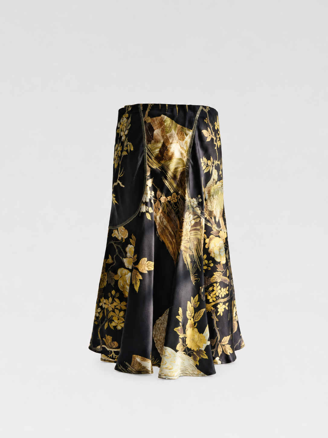 Roberto Cavalli Silk Bird & Floral Print Mermaid Skirt – Vintage Archive 100% Silk