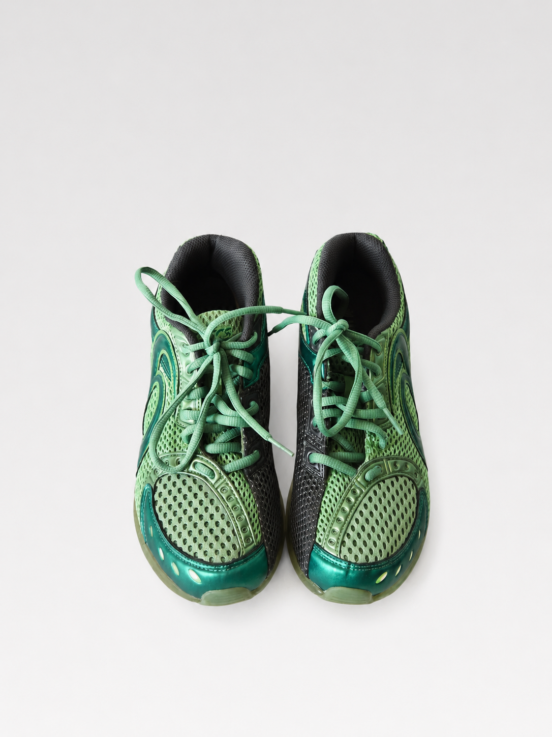 Kiko Kostadinov × ASICS Green Mesh Gel-Sokat Infinity Sneakers (Cyber-Organic Y2K Runner)