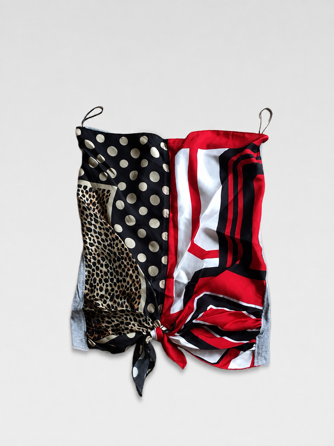 Dolce & Gabbana Archive Mixed Print Silk Corset Tube Top Polka Dot Leopard Stripe Vintage IT42 Made in Italy