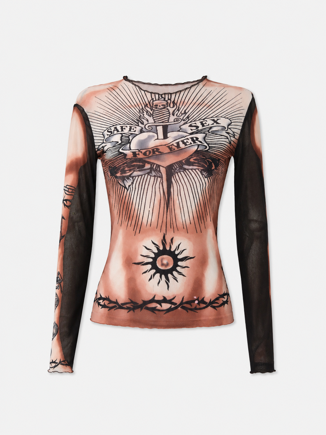 Jean Paul Gaultier S/S 1996 “Safe Sex Forever” Dragon Tattoo Mesh Top