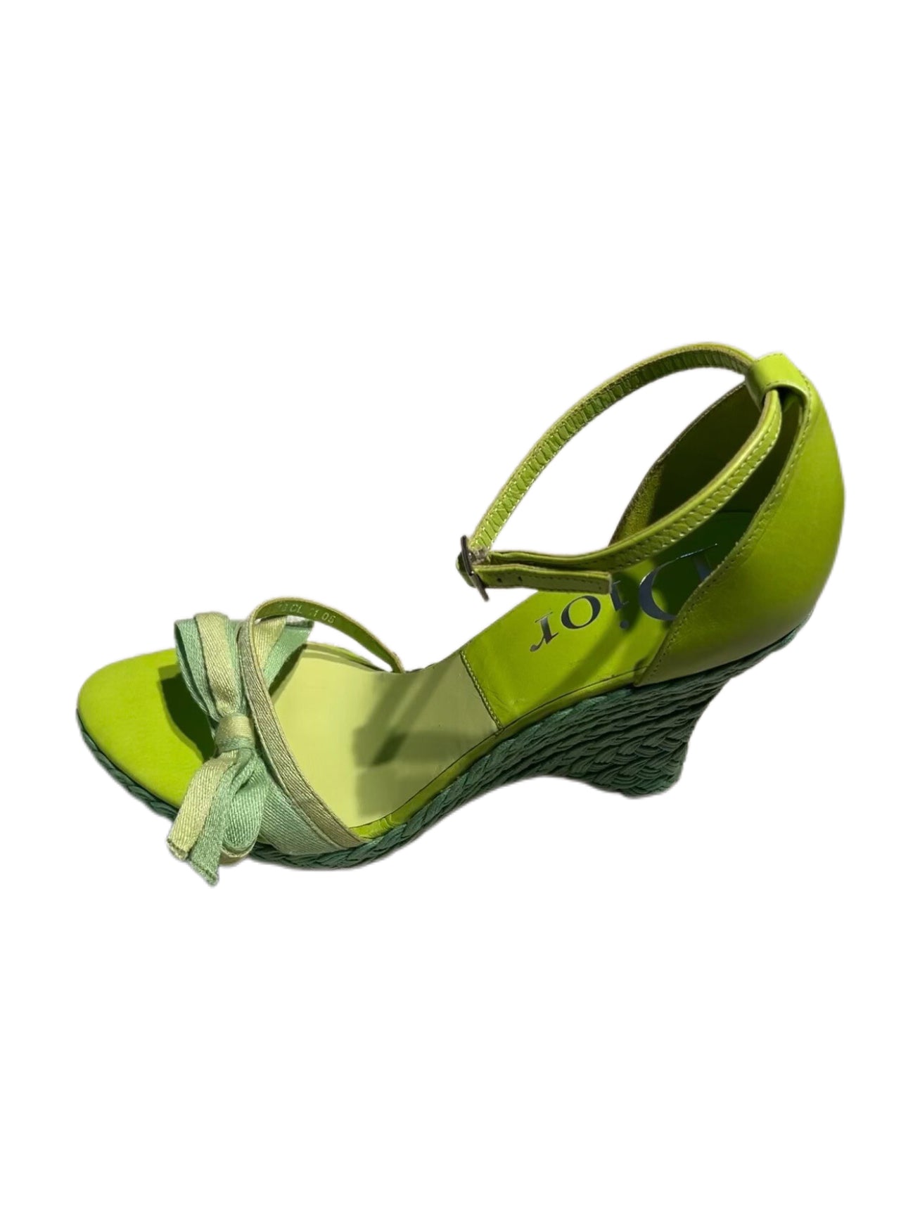 Christian Dior by John Galliano SS2007 Runway Sandals – Madame Butterfly Lime Green Silk Bow Wedge Heels Rare Museum Archive Piece Italy