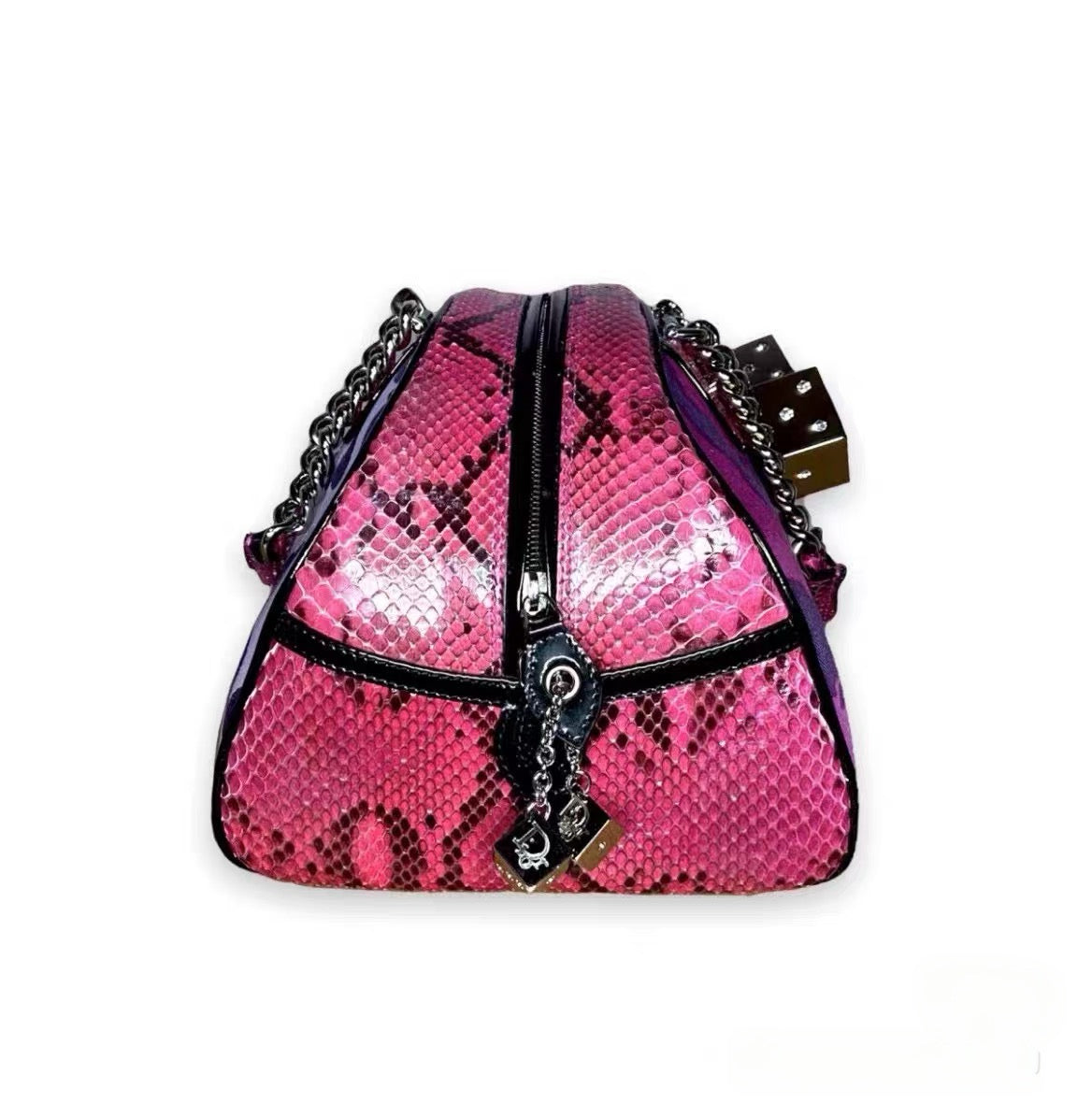 Christian Dior by John Galliano Vintage Purple Leopard Boston Bag – Dice Charm Graphic Archive Handbag