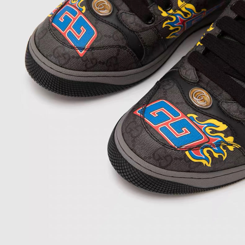 Gucci GG Flame Print Low-Top Sneakers