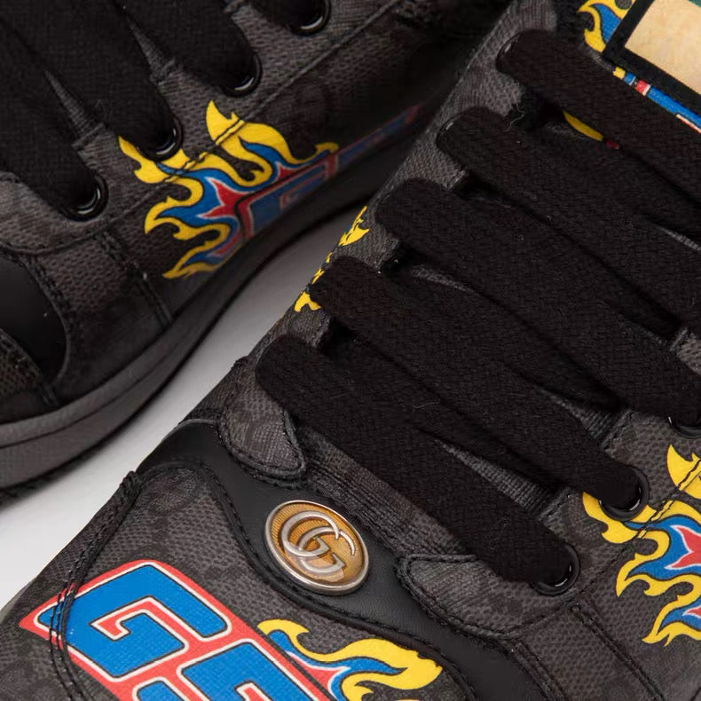 Gucci GG Flame Print Low-Top Sneakers
