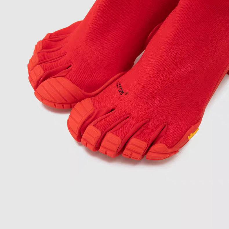 Balenciaga Vibram Toe Heeled Sock Boots in Red