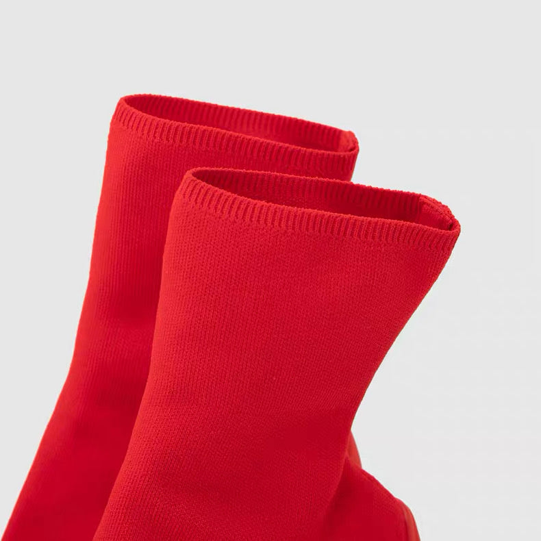 Balenciaga Vibram Toe Heeled Sock Boots in Red