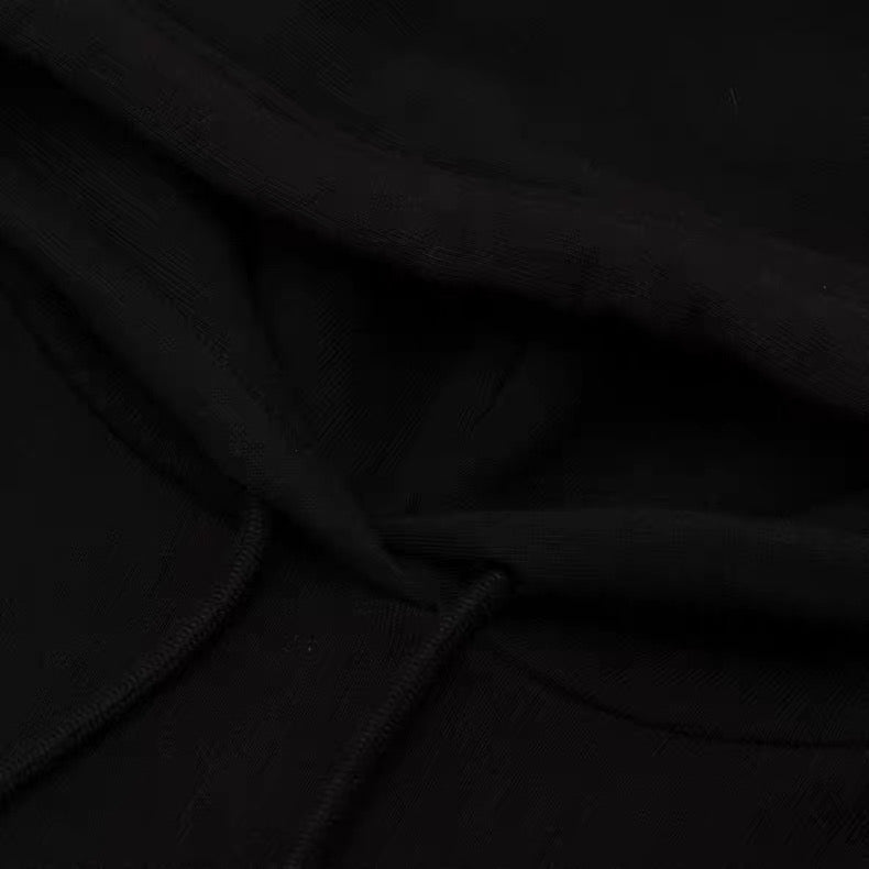 Balenciaga Paris Logo Embroidered Hoodie Black