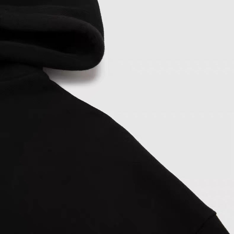 Balenciaga Paris Logo Embroidered Hoodie Black
