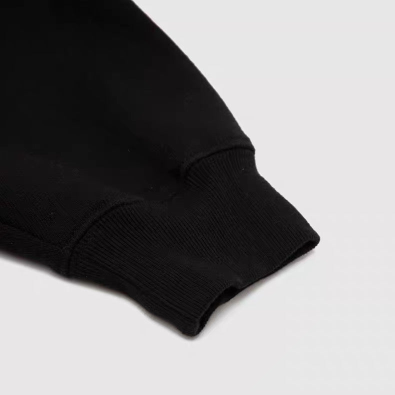 Balenciaga Paris Logo Embroidered Hoodie Black