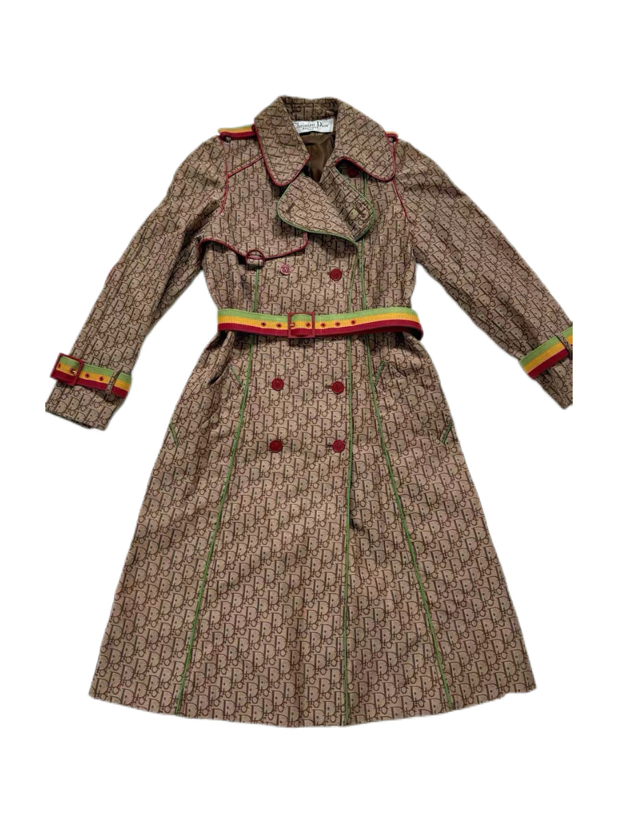 Christian Dior by John Galliano Oblique Monogram Rasta Trench Coat – Vintage Jamaica Belted Archive Coat