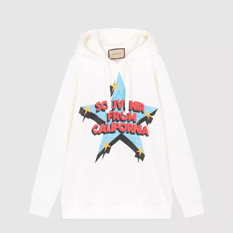 Gucci "Souvenir from California" Print Hoodie White