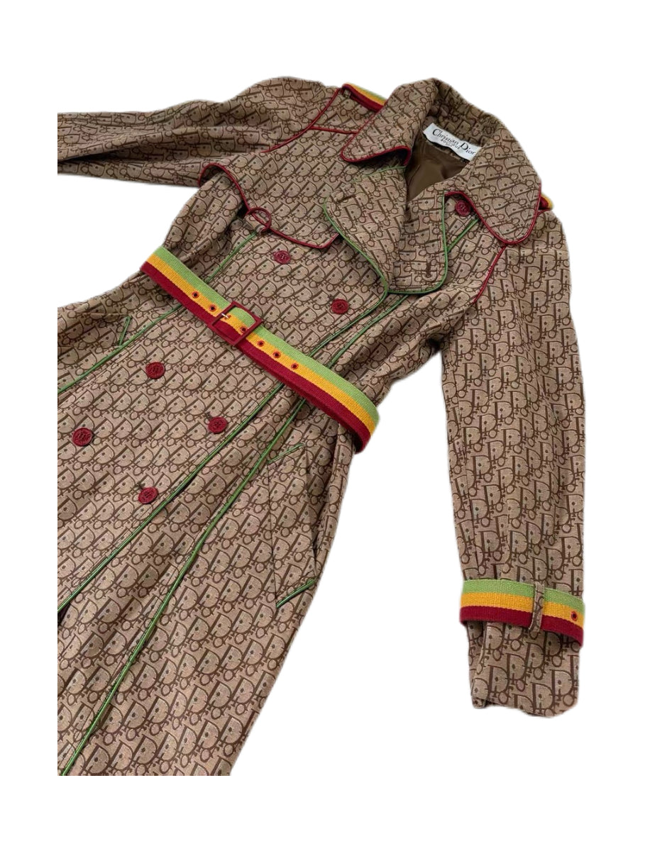 Christian Dior by John Galliano Oblique Monogram Rasta Trench Coat – Vintage Jamaica Belted Archive Coat